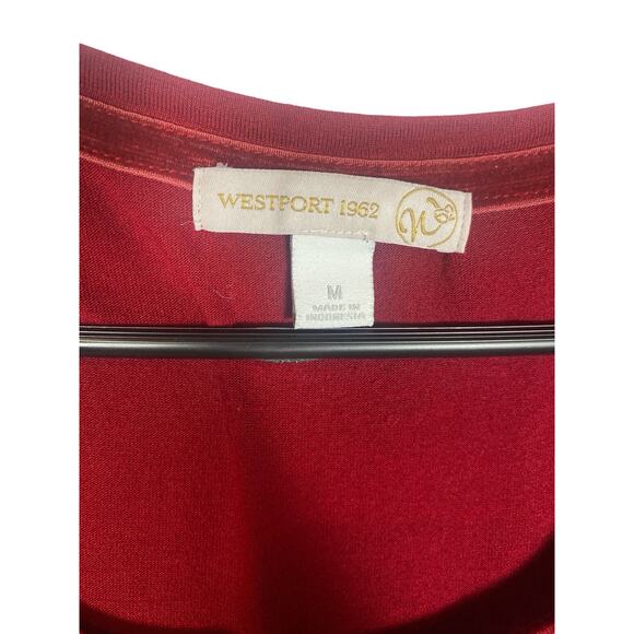 Women's Westport 1962 Red Open Should Long Sleeve Polka dot Top size Medium - Picture 3 of 6